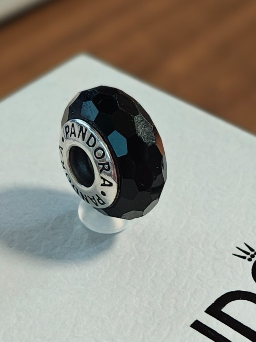 Authentic Pandora Retired Black Fascinating Faceted Murano Glass Charm – 791069